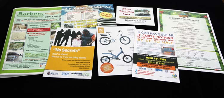 Leaflets, flyers, menus, etc.